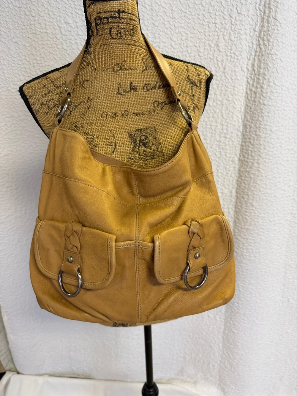 Kenneth Cole Reaction Tan Leather Hobo Bag Vintage Y2K